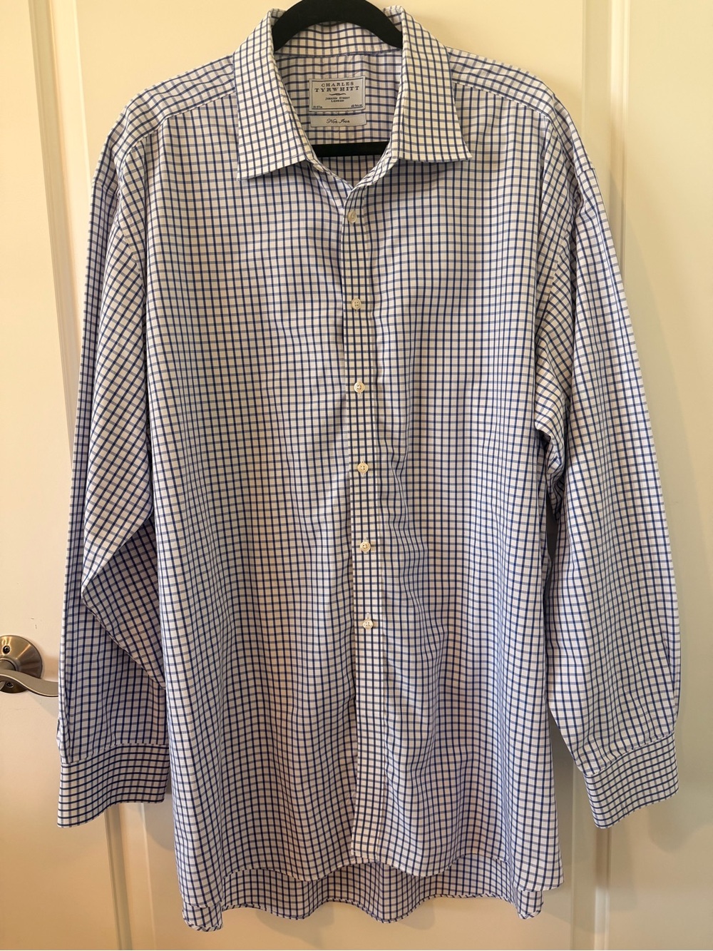Charles Tyrwhitt Blue and White Checked Dress Shirt